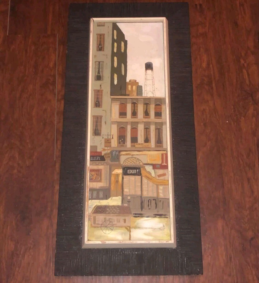Vintage 1950’s MCM Margaret Layton Dubois Gouache On Board Painting 37.5″X 17.5″