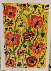 Aceo Watercolor Painting Original One Of A Kind Painting Of A Field Of Flowers
