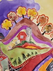 Original Illegibly Signed Watercolor Painting 18.75×16.25 Framed Abstract Art