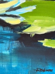 R Stevens Water Lily Pond Original Impressionist Painting 11×14 Floral Art