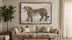 Large Tiger Painting Handmade Original Wildlife Cotton Canvas Wall Decor 68x47in