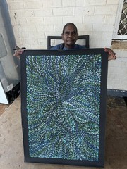Roseanne Morton Petyar, Authentic Aboriginal Art.Size,90 x 60cm. Medicine Leaf