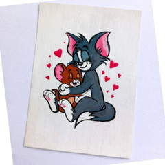 ACEO Tom And Jerry Mouse Cat Animals Anime Cartoon Acrylic Art Hand Painting New