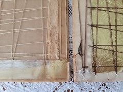 2 Vintage Victorian Woman Painting On Fabric & Mounted On Board