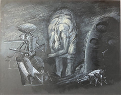 Evolution I, Wulfried Hengstenberg, 1979, Coal/Pastel, 61×48 cm