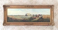 HERBERT HORRIDGE 1892- 1947 Oil on Canvas Farming Scene (ANTIQUE?) 41.5 x 17.25