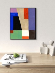 Mid-Century Modern Geometric Painting, Color Block Art 8×10