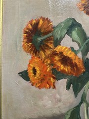 Julius Delbos „Marigolds“ SIGNED 31″x28.5″ Oil on Canvas