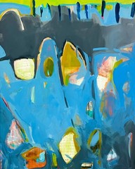 Large Vertical Abstract expressionist painting, signed by artist,60 x 48 in
