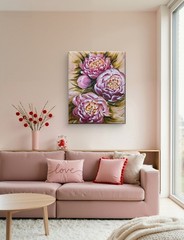 100% Original Oil Painting 30×24″Artwork Pink Peonies Spring flowers Peony