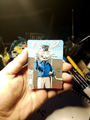 Harvey The Rabbit ACEO Original Acrylic Painting Aloha Oregon Atc Art Card