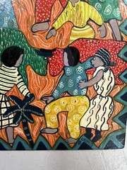 Brighton Chonzi Africa Cameroon Folk Art Painting Of Bull Fighting 8×8”