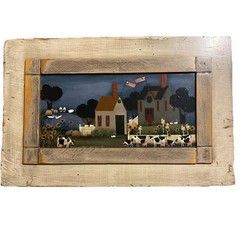 Original Painted Folk Art On Wood – Signed – Sylvia Wilson Folk Art
