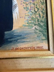 Vintage 1995 J Bronshtein Original Acrylic Painting Judaica Hasidic Rabbis Frame