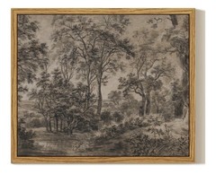 Vintage Woodland Sketch Canvas Art 8×10 Framed Moody Landscape Drawing Print