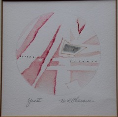 M L Sherman Abstract Artwork ‚Yes II‘ Signed Matted and Framed