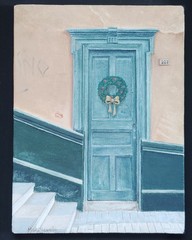 Anabella Macchiavello/Original Oil Painting/Signed/“Nosferatu“/Doorway/Xmas/Art