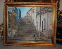 FRAMED ORIGINAL OIL CALLE DE PADRE PICO, SANTIAGO DE CUBA ARTIST: HECTO VIDAL