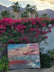 Palm Springs Vintage Art Treasure Featuring Bold Texture, Warm Desert Colors