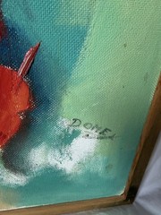 OOAK Signed Abstract Framed Painting Of Flowers-bright Vibrant Colors 19.5×25.5