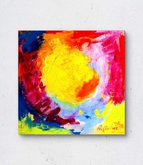 Vibrant Bold Abstract 14×14 Canvas Original Artwork Colorful Painting Modern
