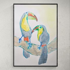 Original Painting. Watercolor + Ink on Paper. 8.5×12 Inches. ‚Toucans‘