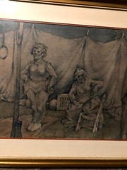 Signed Illustration Art Painting Circus / Side Show France ’50s Nicolas Eekman