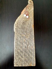 1960 Folk Art Native Praying Girl Female Child Color Portrait – Portrait on Wood