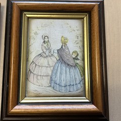2 Hand Painted Silk C.P Productions Ireland Small Picture & Wood Frame