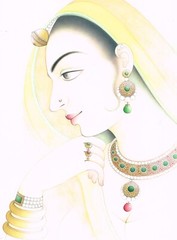 Handmade Ragini Painting Of Beautiful Indian Queen Fine Art On Paper 9.5×13 Inch