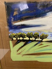 Jann Daughdrill Apple Orchard Oil Painting & Charcoal on Paper Signed Framed CV