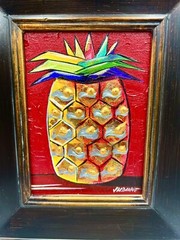 Original Acrylic Painting “Pineapple In Red” by Jordanne Gallery & Studio Maui