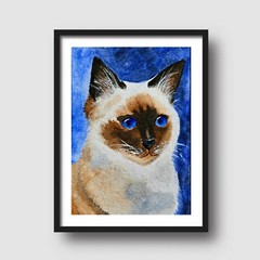 Siamese Cat Watercolor Painting – Handmade Artwork for Your Wall Animal
