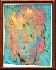 Abstract colorful watercolor painting framed original artwork unsigned