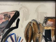Rodolfo Marma ( Italian 1923-98) Firenze Carrozzelle Watercolor Signed LR