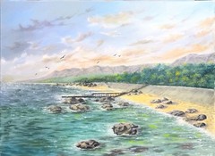 Art 24″/18″ Crimean coast. Original Oil Painting. Stretched Canvas