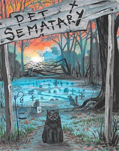 11×14 PRINT OF PAINTING RYTA PET SEMATARY STEPHEN KING BLACK CAT Halloween Art