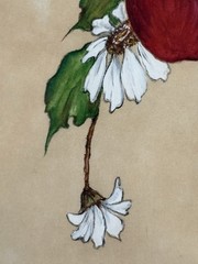 Vintage Original Acrylic Painting of Apples & Blossoms Red/Tan Framed VTG Granny