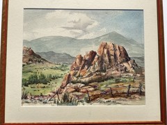 Vintage Western Landscape Watercolor Great Frame