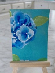 Aceo Original Painting Acrylic Flowers Hydrangea Blue Series 5 Of 5 2.5×3.5