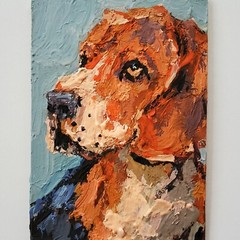 ACEO Original Painting Dog Beagle Pet Portrait Animals Gouache Modern Artwork