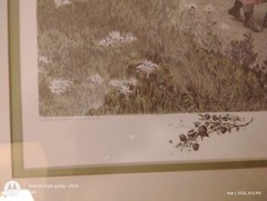1948 Framed painting „Berry Pickers“ by Jennie Brownscombe Etching by Jas S.King