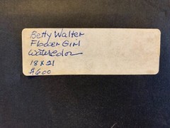 Vintage/Antique Betty Walter „Flower Girl“ Framed Watercolor Painting $600 Label