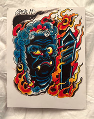 Original Tattoo Art on 8 1/2″ x 11″ Card Josh M 2012
