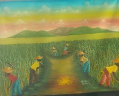 Naive Painting, Caribbean, Haiti, Haitian Art. Signed.
