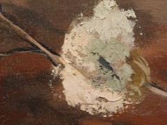 Large MCM Early Mary Ann Ginter Painting circa 1950’s Listed Artist „COTTON“ Art