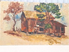 Vintage Original Oil Painting On Plywood 36×22 Signed Unframed