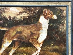 Robert Frank, ANTQ c 1904 Original Folk Art O/B „A Hunting Dog“, Signed & Dated!