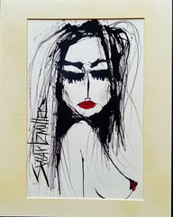 FRAMED ABSTRACT YOUNG LADY Portrait POP ART PAINTING colorful SWARTZMILLER DNA