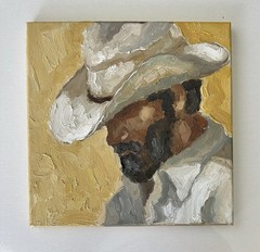 Cowboy Portrait Original Impressionist Oil Painting Small Western Art
